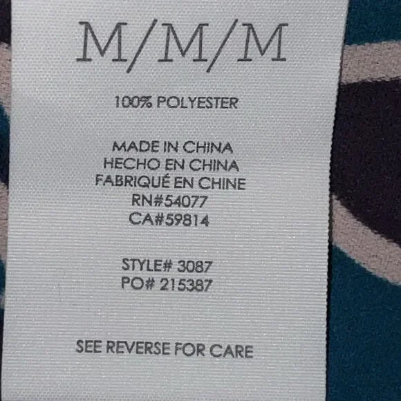 CAbi #3087 Size M  Warhol Teal & Purple Floral Sleeveless Blouse Top EUC - Picture 5 of 5